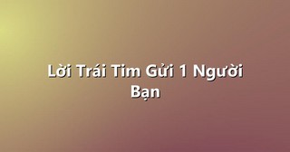 Lời Trái Tim Gửi 1 Người Bạn