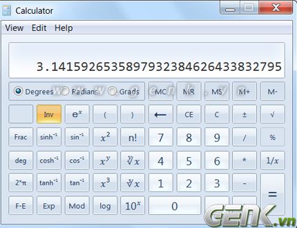 Những bí mật thú vị của chiếc Caculator của Win 7